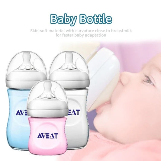 Baby 0-3 years, breastmilk-like PP bottle, 150-250 ml, BPA-free, three colours, petal-shaped breastmilk teat