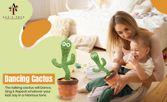 Ava's Toys Juguete de cactus parlante para niños y niñas – Repite lo que dices – Cantar, bailar, grabar voz, juguetes de aprendizaje de peluche 